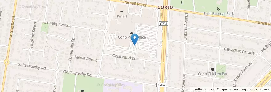 Mapa de ubicacion de Corio Shopping Centre en オーストラリア, ビクトリア, City Of Greater Geelong.
