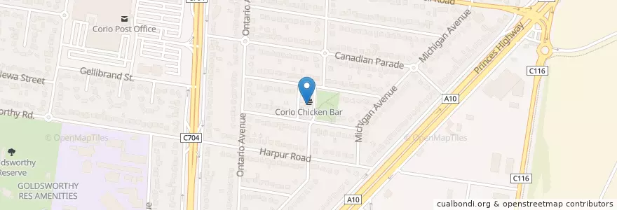 Mapa de ubicacion de Corio Chicken Bar en 오스트레일리아, Victoria, City Of Greater Geelong.