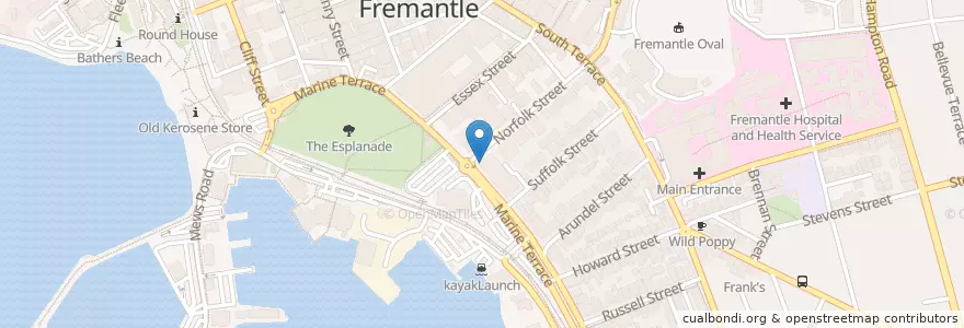 Mapa de ubicacion de The Mill Bakehouse en Australië, West-Australië, City Of Fremantle.