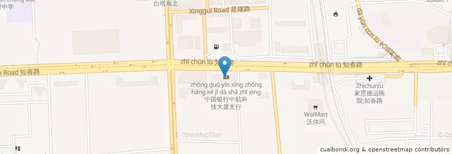 Mapa de ubicacion de 中国银行中航科技大厦支行 en China, Beijing, Hebei, Haidian District.