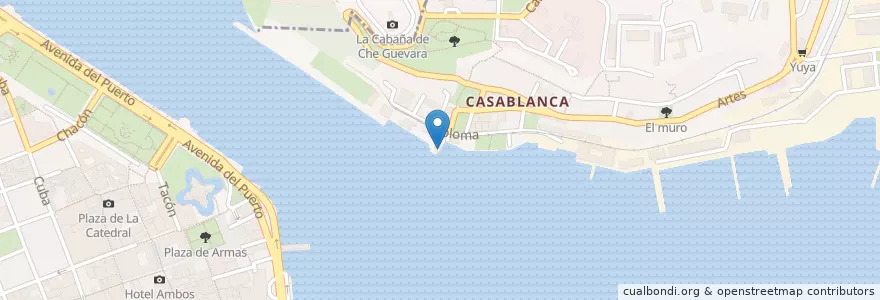 Mapa de ubicacion de Lanchita de Casablanca‎ en Cuba, L'Avana.