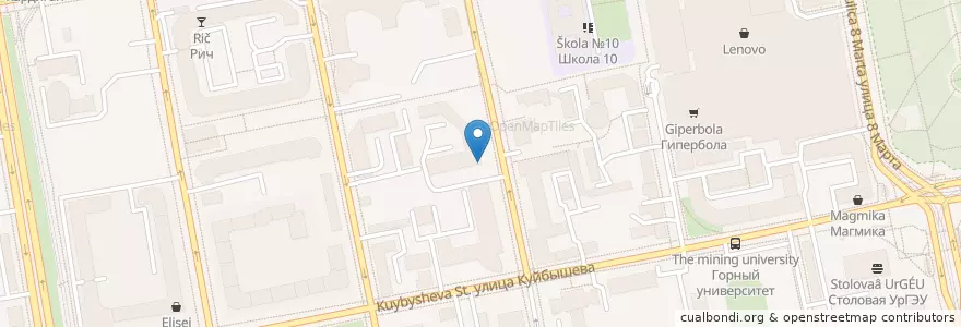 Mapa de ubicacion de Сбербанк en ロシア, ウラル連邦管区, スヴェルドロフスク州, エカテリンブルク管区.