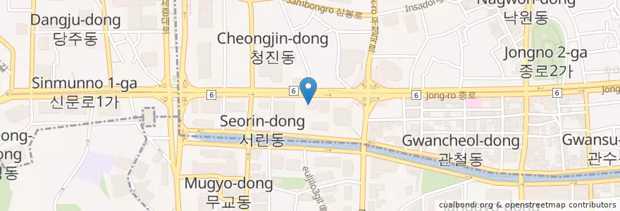 Mapa de ubicacion de Au Bon Pain en Güney Kore, Seul, 종로1·2·3·4가동.