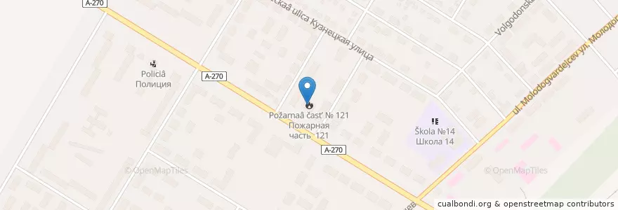 Mapa de ubicacion de Пожарная часть № 121 en ロシア, 南部連邦管区, ロストフ州, Городской Округ Новошахтинск.