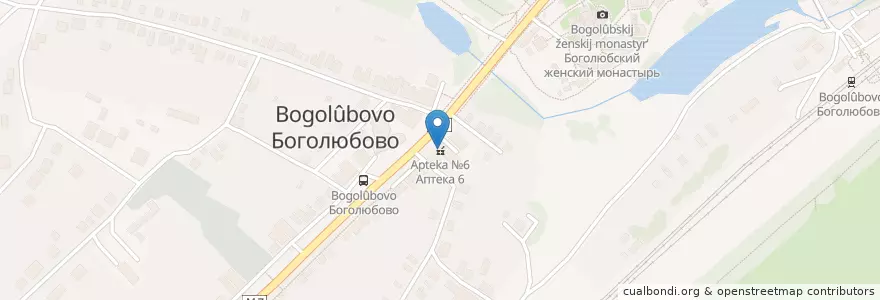 Mapa de ubicacion de Аптека №6 en Russia, Central Federal District, Vladimir Oblast, Suzdalsky District, Боголюбовское Сельское Поселение.