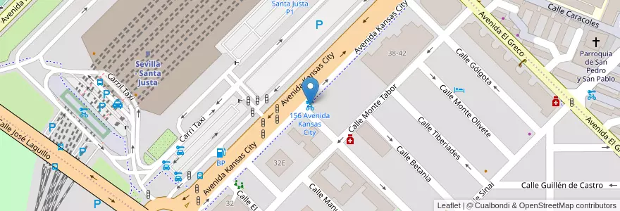 Mapa de ubicacion de 156 Avenida Kansas City en スペイン, アンダルシア州, Sevilla, セビリア.