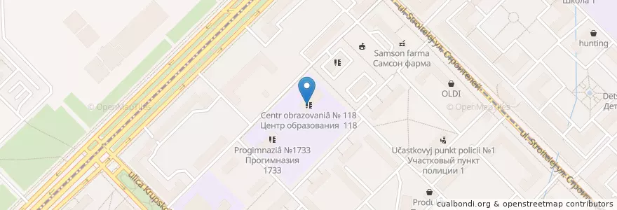 Mapa de ubicacion de Центр образования № 118 en Rusland, Centraal Federaal District, Moskou, Ломоносовский Район.