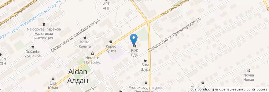 Mapa de ubicacion de РДК en Russie, District Fédéral Extrême-Oriental, République De Sakha, Алданский Улус, Городское Поселение Алдан.