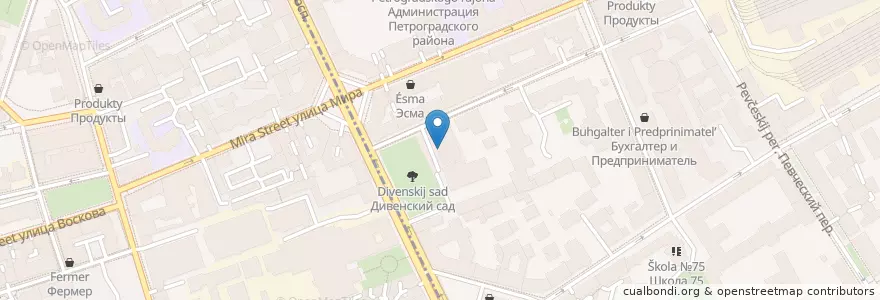 Mapa de ubicacion de Балтинвестбанк en Russie, District Fédéral Du Nord-Ouest, Oblast De Léningrad, Saint-Pétersbourg, Петроградский Район, Посадский Округ.