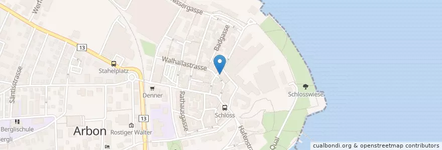 Mapa de ubicacion de Stadtbibliothek Arbon en Suiza, Turgovia, Bezirk Arbon, Arbon.