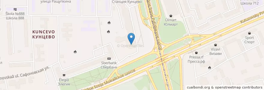 Mapa de ubicacion de Райффайзен en Russie, District Fédéral Central, Moscou, Западный Административный Округ, Можайский Район, Район Фили-Давыдково.