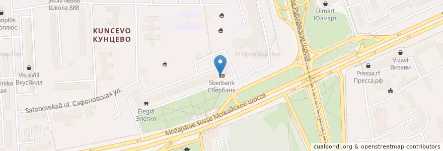 Mapa de ubicacion de Сбербанк en 러시아, Центральный Федеральный Округ, Москва, Западный Административный Округ, Можайский Район.