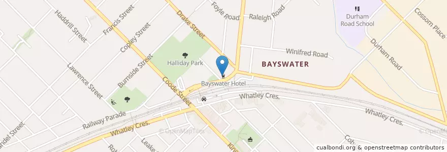 Mapa de ubicacion de Bayswater Hotel en Australie, Australie Occidentale.