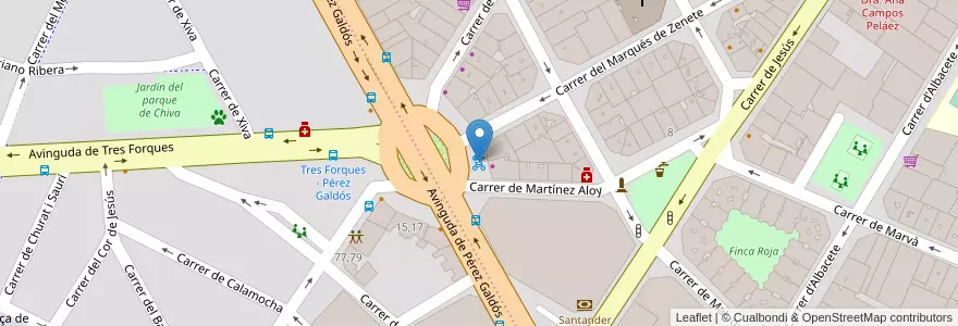 Mapa de ubicacion de 157 Pérez Galdós en スペイン, バレンシア州, València / Valencia, Comarca De València, València.