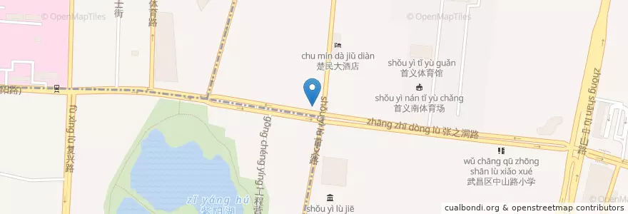 Mapa de ubicacion de 招商银行 en 中国, 湖北省, 武汉市, 武昌区, 首义路街道.