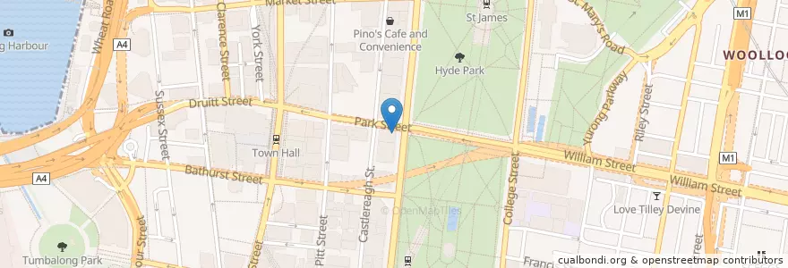 Mapa de ubicacion de Starbucks en Australien, Neusüdwales, Council Of The City Of Sydney, Sydney.