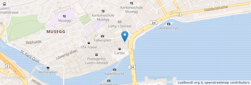 Mapa de ubicacion de Restaurant Café De Ville en Suisse, Lucerne, Luzern.