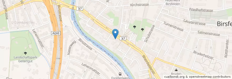 Mapa de ubicacion de Mona Lisa en Schweiz/Suisse/Svizzera/Svizra, Bezirk Arlesheim, Basel, Birsfelden.