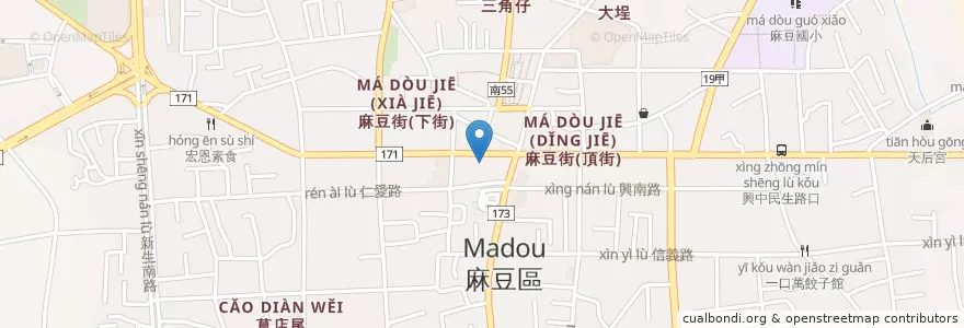 Mapa de ubicacion de 王藥局 en Taiwán, 臺南市, 麻豆區.
