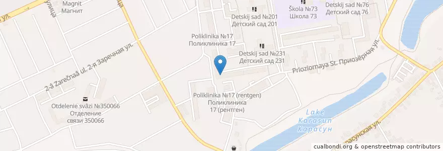 Mapa de ubicacion de Поликлиника №17 en 俄罗斯/俄羅斯, 南部联邦管区, 克拉斯诺达尔边疆区, Городской Округ Краснодар.