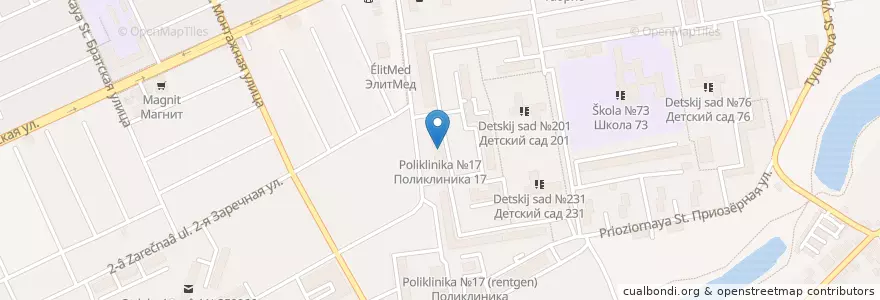 Mapa de ubicacion de Поликлиника №17 en روسيا, منطقة فيدرالية جنوبية, منطقة كراسنودار, Городской Округ Краснодар.