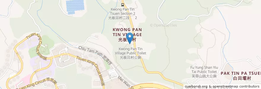 Mapa de ubicacion de 光板田村公廁 Kwong Pan Tin Village Public Toilet en Çin, Guangdong, Hong Kong, Yeni Bölgeler, 荃灣區 Tsuen Wan District.