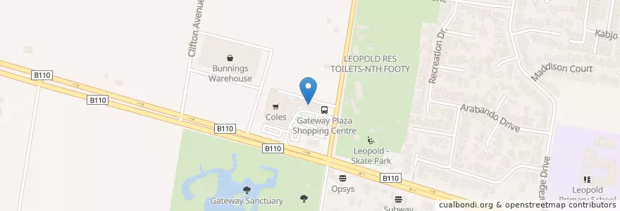 Mapa de ubicacion de Red Rooster en オーストラリア, ビクトリア, City Of Greater Geelong.