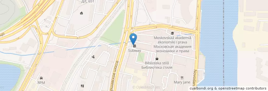 Mapa de ubicacion de Subway en 俄罗斯/俄羅斯, Центральный Федеральный Округ, Москва, Южный Административный Округ, Донской Район.