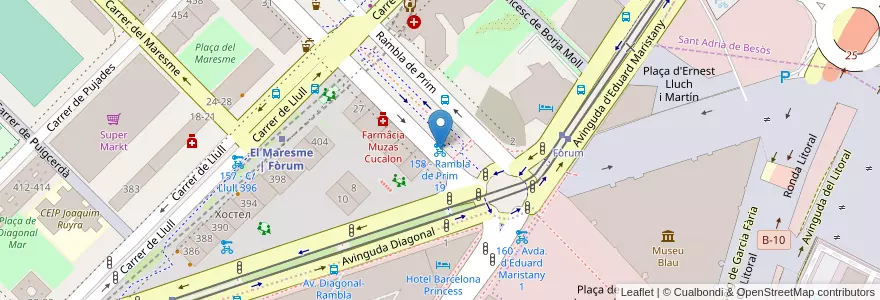 Mapa de ubicacion de 158 - Rambla de Prim 19 en 西班牙, Catalunya, Barcelona, Barcelonès, Barcelona.