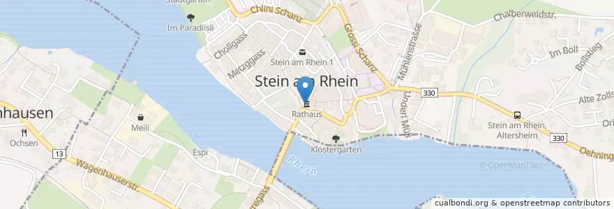 Mapa de ubicacion de Rathausuhr en Suíça, Schaffhausen, Stein Am Rhein.