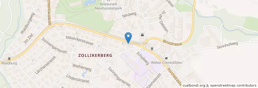 Mapa de ubicacion de Shell Zollikerberg en Switzerland, Zurich, Bezirk Meilen, Zollikon.