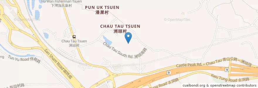 Mapa de ubicacion de 洲頭村公廁 Chau Tau Tsuen Public Toilet en 中国, 香港 Hong Kong, 广东省, 新界 New Territories, 元朗區 Yuen Long District.
