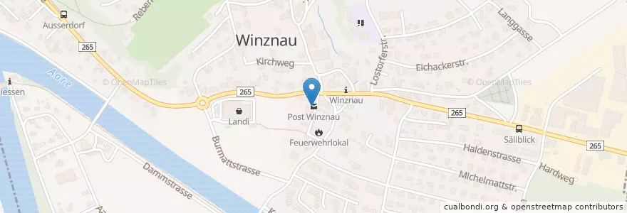Mapa de ubicacion de Post Winznau en Schweiz/Suisse/Svizzera/Svizra, Solothurn, Amtei Olten-Gösgen, Bezirk Gösgen, Winznau.