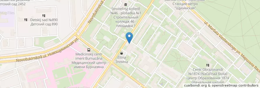 Mapa de ubicacion de Старый Батумъ en Russie, District Fédéral Central, Moscou, Северо-Западный Административный Округ, Район Щукино.
