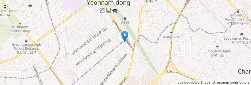 Mapa de ubicacion de Cafe Grand en Corea Del Sur, Seúl, 마포구, 연남동.