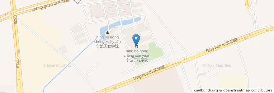 Mapa de ubicacion de 宁波工程学院 en China, Zhejiang, 宁波市, 江北区.