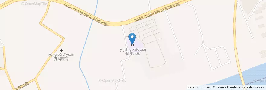 Mapa de ubicacion de 怡江小学 en China, Zhejiang, Ningbo, Jiangbei.
