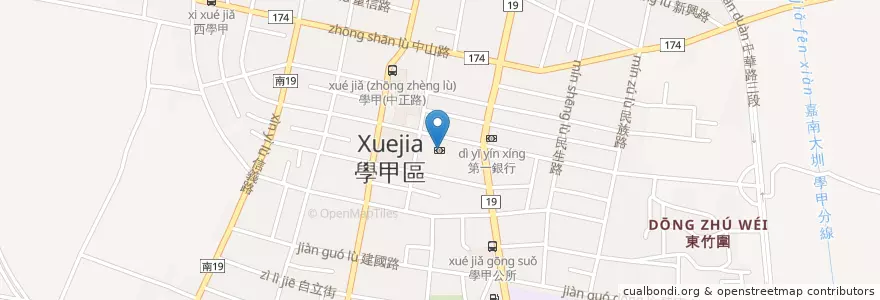 Mapa de ubicacion de 京城商業銀行 en Тайвань, Тайнань, Distretto Di Xuejia.