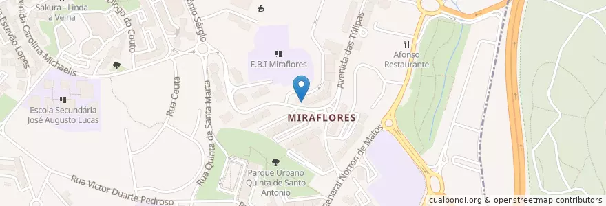Mapa de ubicacion de A Taberna de Miraflores en Portugal, Área Metropolitana De Lisboa, Lisboa, Grande Lisboa, Oeiras, Algés, Linda-A-Velha E Cruz Quebrada-Dafundo.
