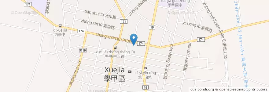 Mapa de ubicacion de 臺灣中小企業銀行 en Taïwan, Tainan, District De Xuejia.