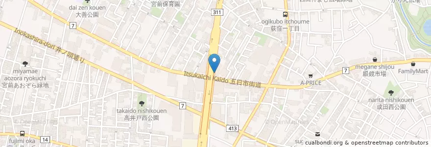 Mapa de ubicacion de かなや整形外科 en Japon, Tokyo, 杉並区.