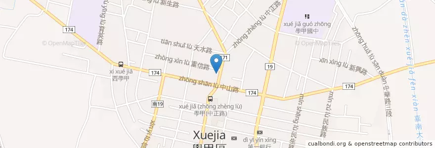 Mapa de ubicacion de 臺灣土地銀行 en 臺灣, 臺南市, 學甲區.