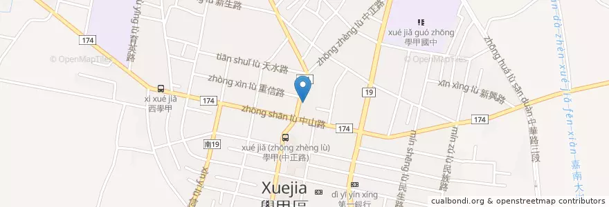 Mapa de ubicacion de 學甲郵局 en 타이완, 타이난 시, 쉐자구.