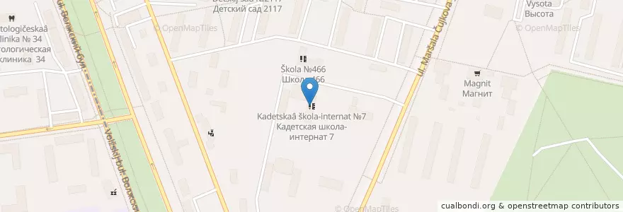 Mapa de ubicacion de Кадетская школа-интернат №7 en Russie, District Fédéral Central, Moscou, Юго-Восточный Административный Округ, Район Кузьминки.