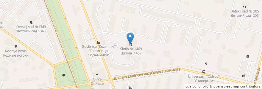 Mapa de ubicacion de Школа № 1469 en روسيا, Центральный Федеральный Округ, Москва, Юго-Восточный Административный Округ, Район Кузьминки.
