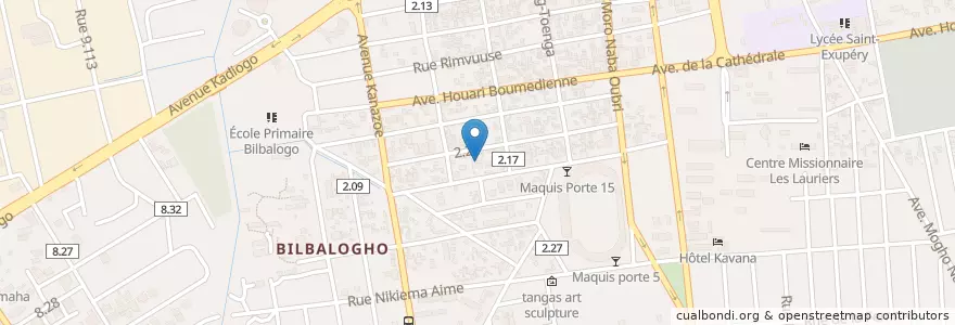 Mapa de ubicacion de maquis restau en ブルキナファソ, Centre, Kadiogo, ワガドゥグー.