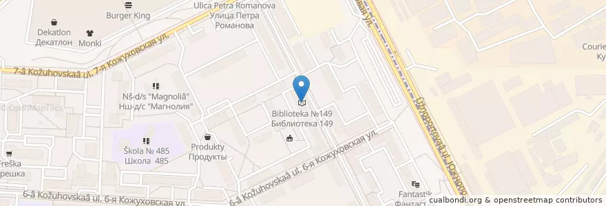 Mapa de ubicacion de Библиотека №149 en Rusia, Центральный Федеральный Округ, Москва, Юго-Восточный Административный Округ, Южнопортовый Район.