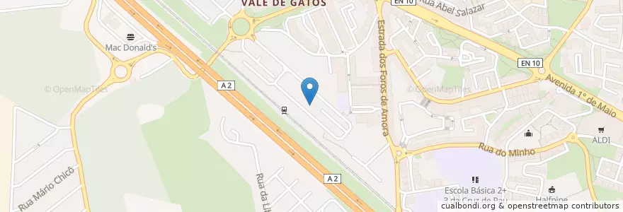 Mapa de ubicacion de Estação dos Sabores en 葡萄牙, Área Metropolitana De Lisboa, Setúbal, Península De Setúbal, Seixal, Amora.