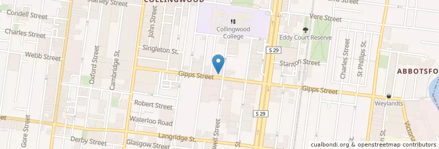 Mapa de ubicacion de Crossroads Cafe en Australia, Victoria, City Of Yarra.