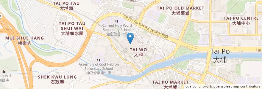 Mapa de ubicacion de 太和街市 Tai Wo Market en چین, هنگ‌کنگ, گوانگ‌دونگ, 新界 New Territories, 大埔區 Tai Po District.